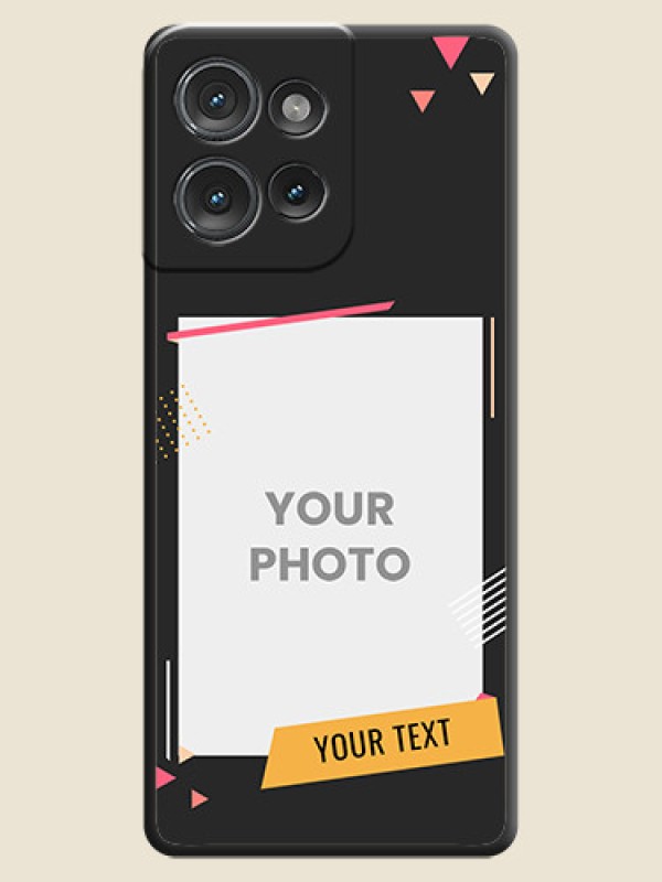 Custom Photo Frame with Triangle Small Dots on Photo On Space Black Custom Soft Matte Mobile Back Cover - Motorola Edge 50 - alternate view