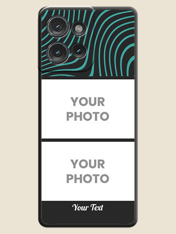 Custom Wave Pattern with 2 Image Holder On Space Black Custom Soft Matte Mobile Back Cover - Motorola Edge 50 - alternate view