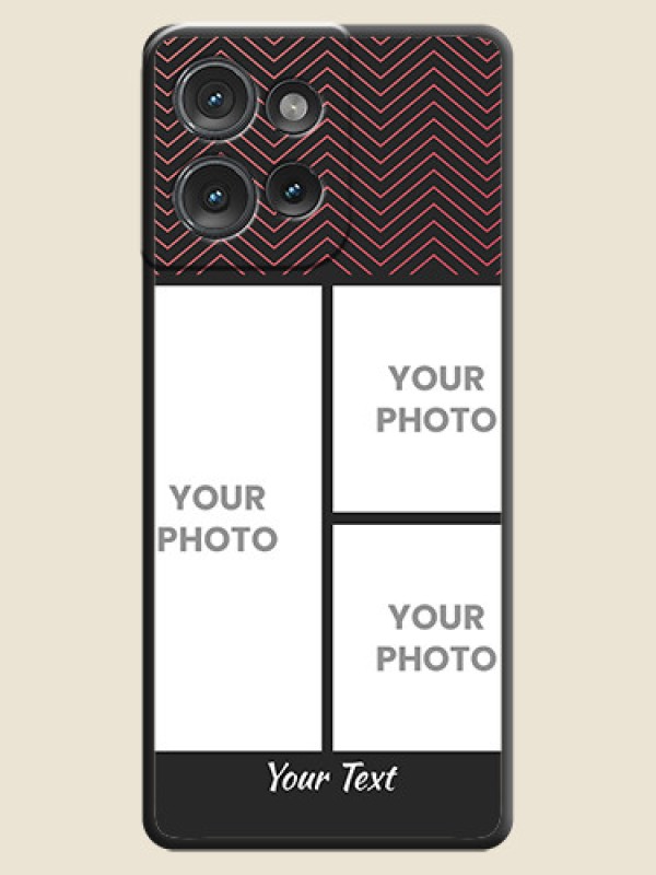 Custom Wave Pattern with 3 Image Holder On Space Black Custom Soft Matte Mobile Back Cover - Motorola Edge 50 - alternate view