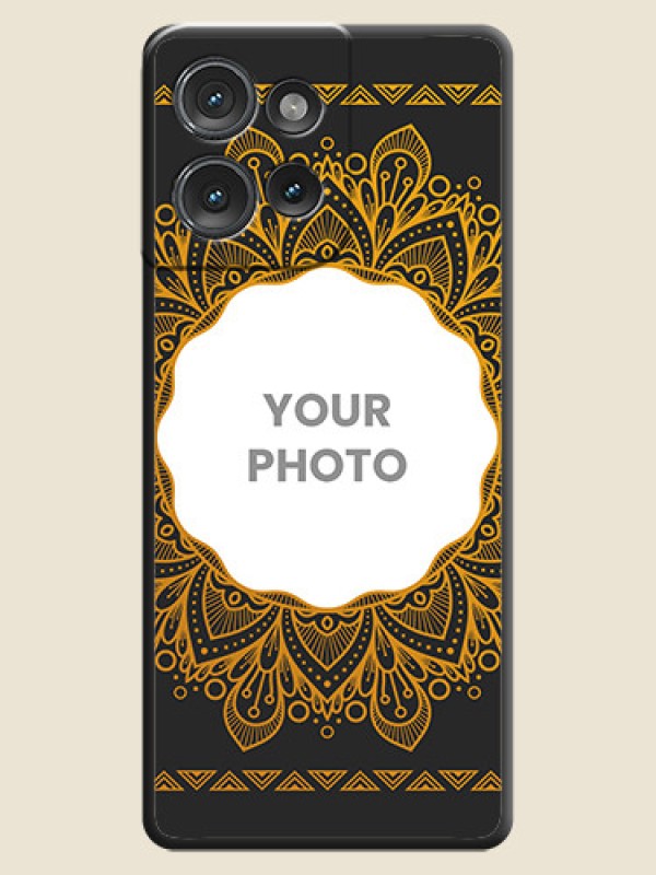 Custom Round Image with Floral Design On Space Black Custom Soft Matte Mobile Back Cover - Motorola Edge 50 - alternate view