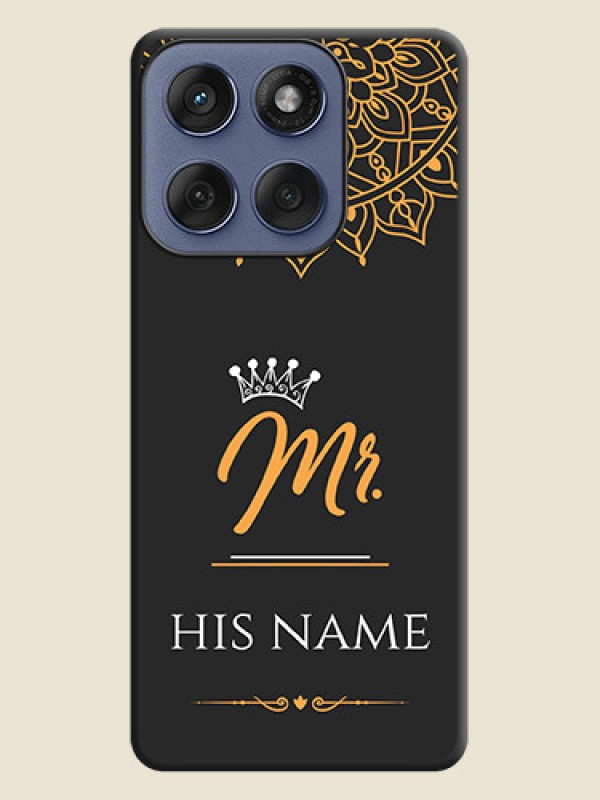 Custom Mr Name with Floral Design On Space Black Custom Soft Matte Mobile Back Cover - Motorola Edge 60 Fusion - alternate view