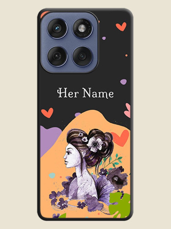 Custom Namecase For Her With Fancy Lady Image On Space Black Custom Soft Matte Mobile Back Cover - Motorola Edge 60 Fusion - alternate view