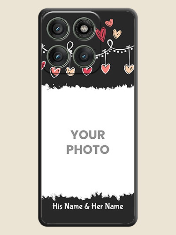Custom Pink Love Hangings with Name On Space Black Custom Soft Matte Mobile Back Cover - Motorola Edge 60 Pro 5G - alternate view