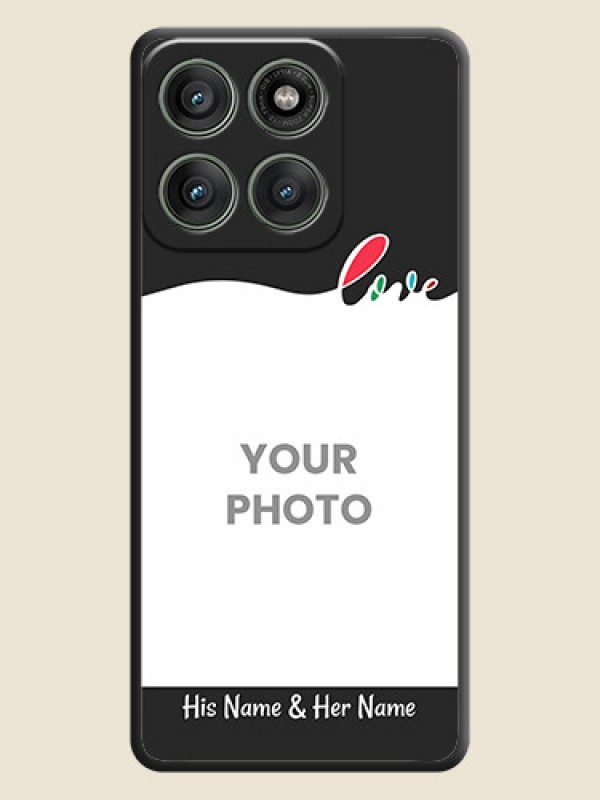 Custom Fall in Love Pattern with Picture on Photo On Space Black Custom Soft Matte Mobile Back Cover - Motorola Edge 60 Pro 5G - alternate view