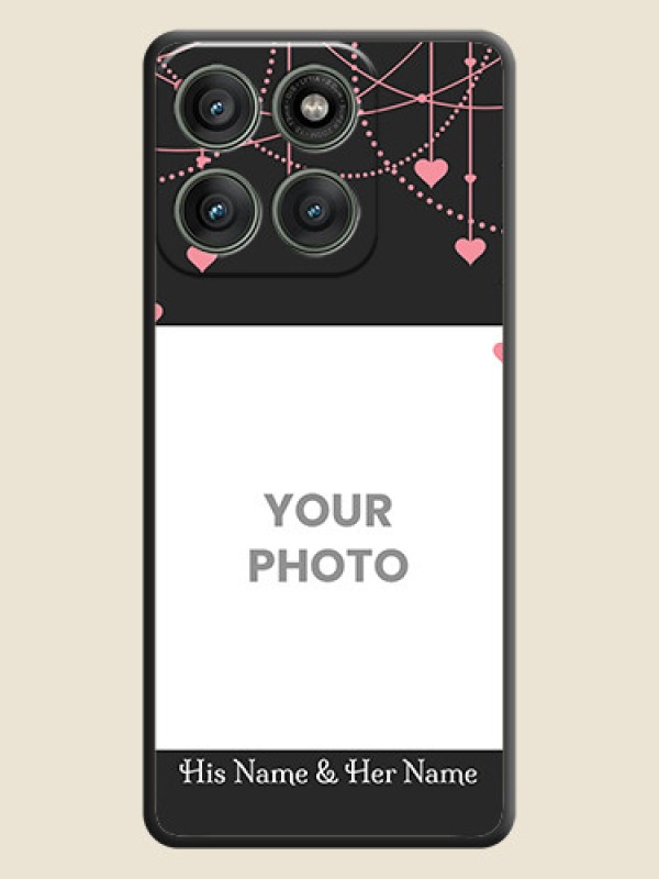 Custom Pink Love Hangings with Text On Space Black Custom Soft Matte Mobile Back Cover - Motorola Edge 60 Pro 5G - alternate view