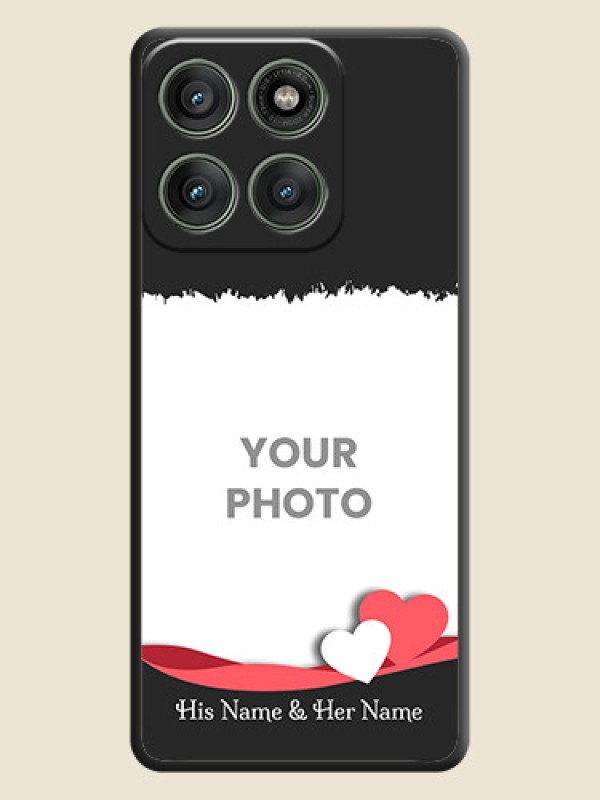 Custom Pin Color Love Shaped Ribbon Design with Text On Space Black Custom Soft Matte Mobile Back Cover - Motorola Edge 60 Pro 5G - alternate view