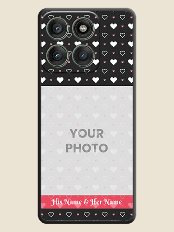 Custom White Color Love Symbols with Text Design on Photo On Space Black Custom Soft Matte Mobile Back Cover - Motorola Edge 60 Pro 5G - alternate view