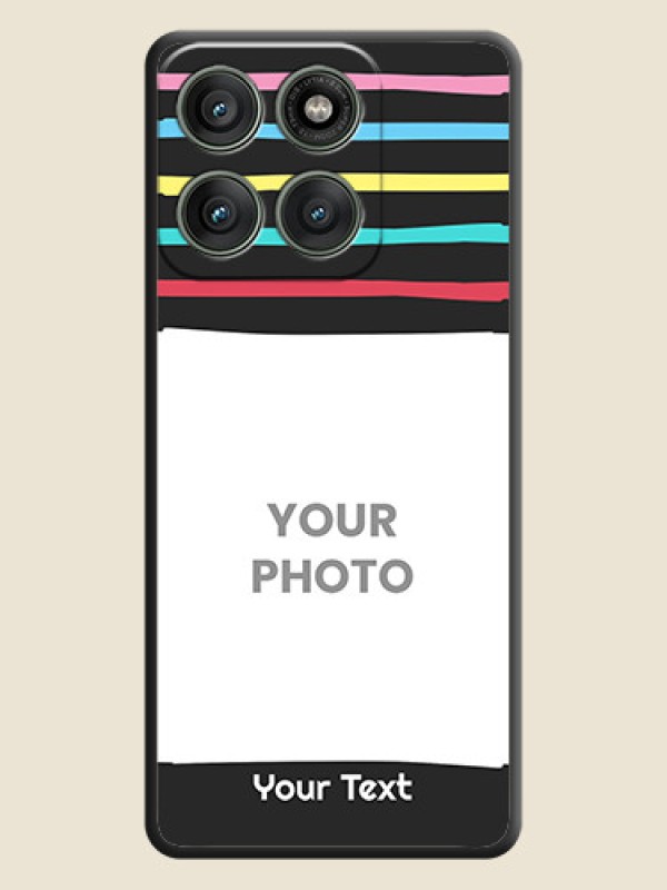 Custom Multicolor Lines with Image On Space Black Custom Soft Matte Mobile Back Cover - Motorola Edge 60 Pro 5G - alternate view