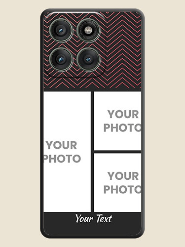 Custom Wave Pattern with 3 Image Holder On Space Black Custom Soft Matte Mobile Back Cover - Motorola Edge 60 Pro 5G - alternate view