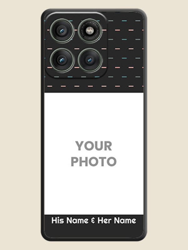 Custom Line Pattern Design with Text On Space Black Custom Soft Matte Mobile Back Cover - Motorola Edge 60 Pro 5G - alternate view