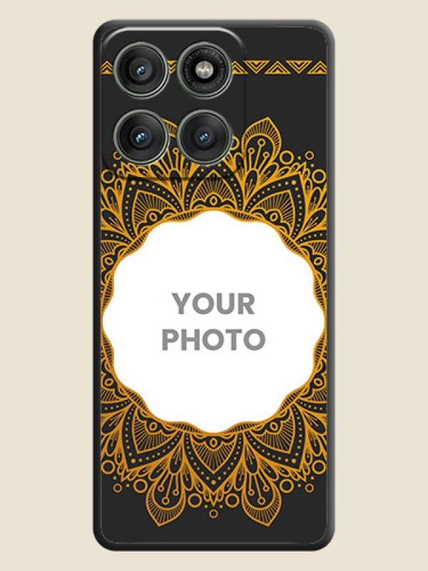 Custom Round Image with Floral Design On Space Black Custom Soft Matte Mobile Back Cover - Motorola Edge 60 Pro 5G - alternate view