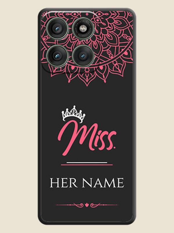 Custom Mrs Name with Floral Design On Space Black Custom Soft Matte Mobile Back Cover - Motorola Edge 60 Pro 5G - alternate view