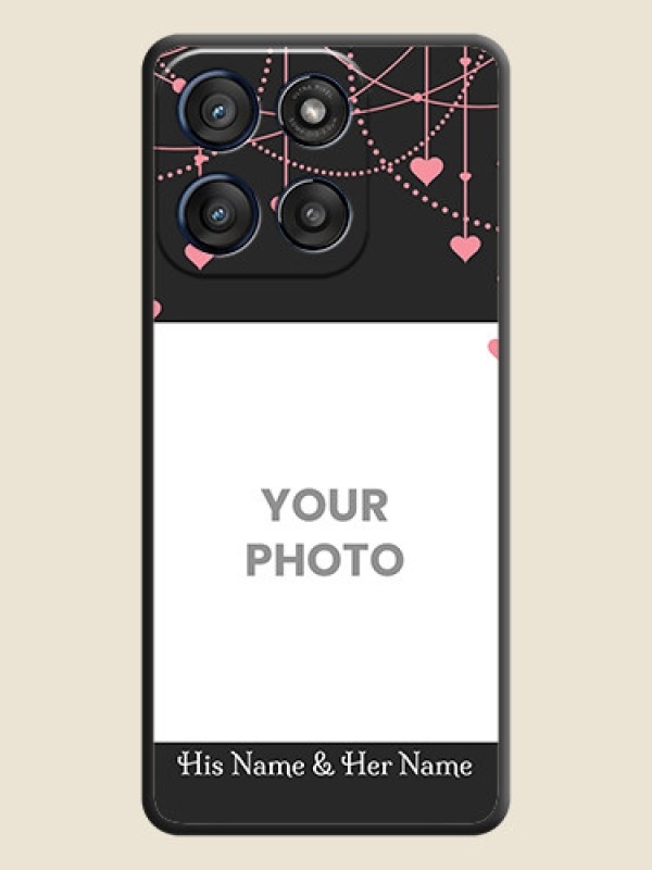 Custom Pink Love Hangings with Text On Space Black Custom Soft Matte Mobile Back Cover - Motorola Edge 60 Stylus - alternate view