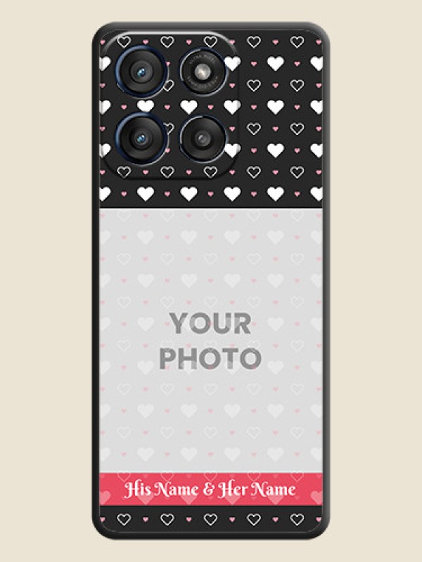 Custom White Color Love Symbols with Text Design on Photo On Space Black Custom Soft Matte Mobile Back Cover - Motorola Edge 60 Stylus - alternate view