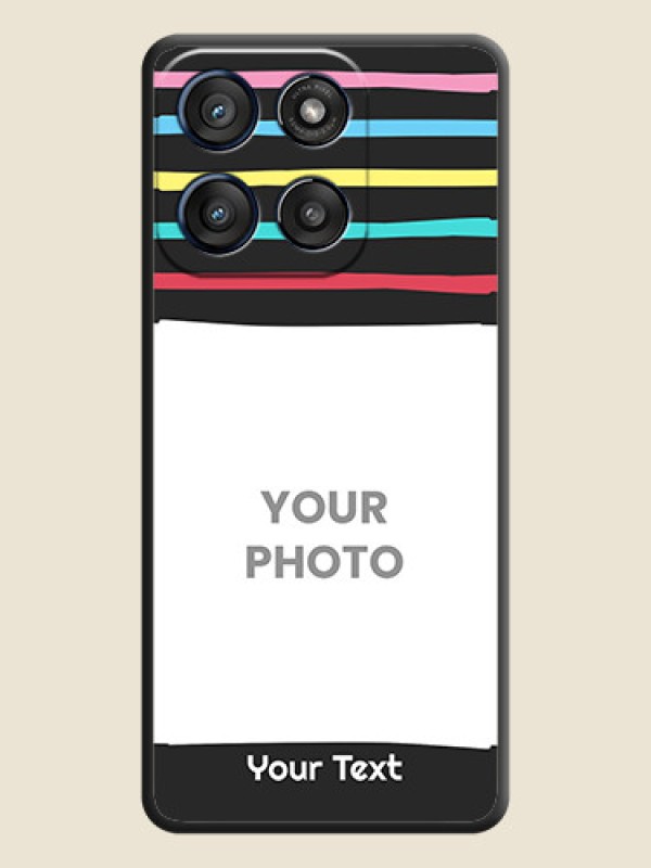 Custom Multicolor Lines with Image On Space Black Custom Soft Matte Mobile Back Cover - Motorola Edge 60 Stylus - alternate view