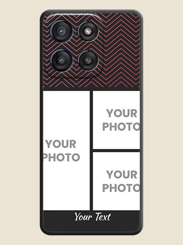 Custom Wave Pattern with 3 Image Holder On Space Black Custom Soft Matte Mobile Back Cover - Motorola Edge 60 Stylus - alternate view