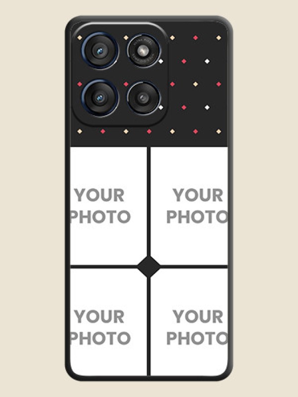 Custom Multicolor Dotted Pattern with 4 Image Holder On Space Black Custom Soft Matte Mobile Back Cover - Motorola Edge 60 Stylus - alternate view
