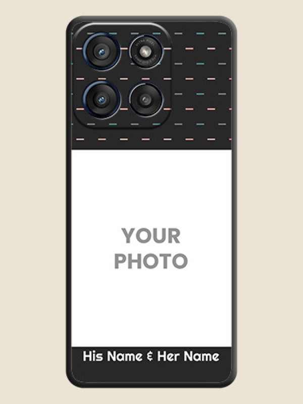 Custom Line Pattern Design with Text On Space Black Custom Soft Matte Mobile Back Cover - Motorola Edge 60 Stylus - alternate view