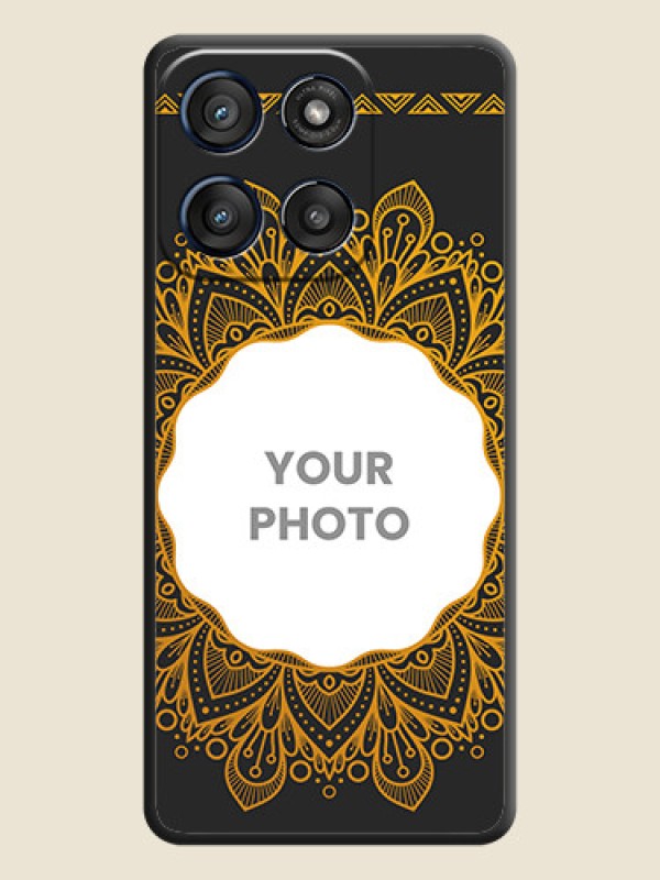 Custom Round Image with Floral Design On Space Black Custom Soft Matte Mobile Back Cover - Motorola Edge 60 Stylus - alternate view