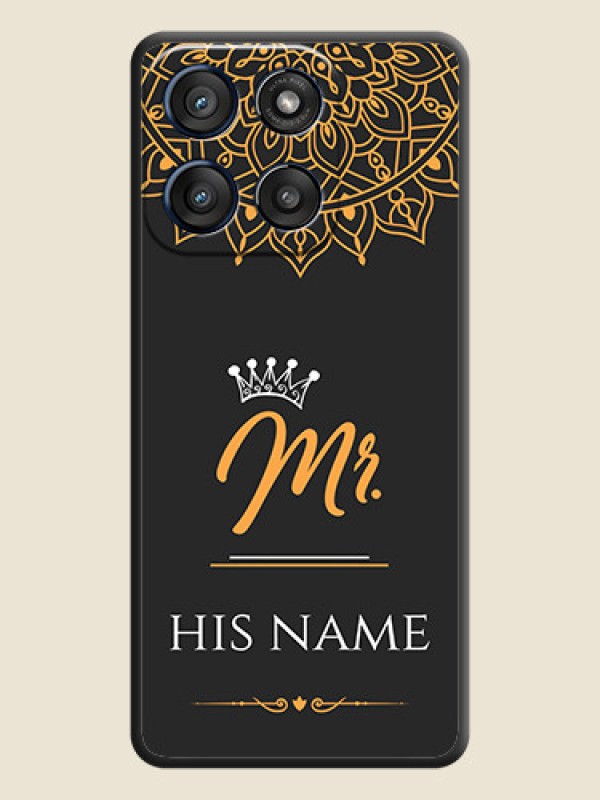 Custom Mr Name with Floral Design On Space Black Custom Soft Matte Mobile Back Cover - Motorola Edge 60 Stylus - alternate view