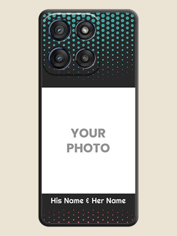 Custom Faded Dots with Grunge Photo Frame and Text On Space Black Custom Soft Matte Mobile Back Cover - Motorola Edge 60 Stylus - alternate view