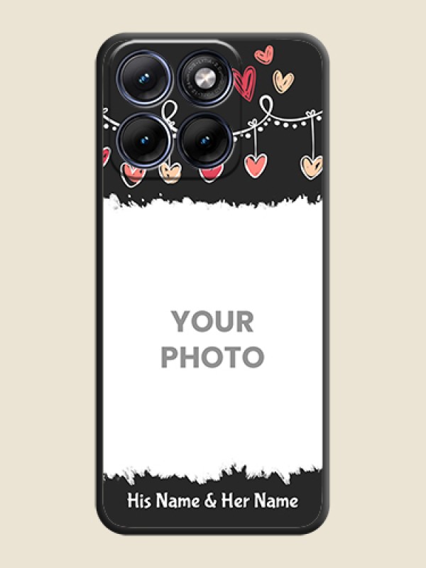 Custom Pink Love Hangings with Name On Space Black Custom Soft Matte Mobile Back Cover - Motorola Edge 70 5G - alternate view