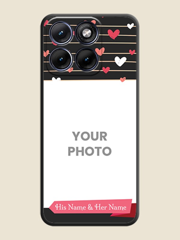 Custom Love Pattern with Name on Pink Ribbon on Photo On Space Black Custom Soft Matte Mobile Back Cover - Motorola Edge 70 5G - alternate view