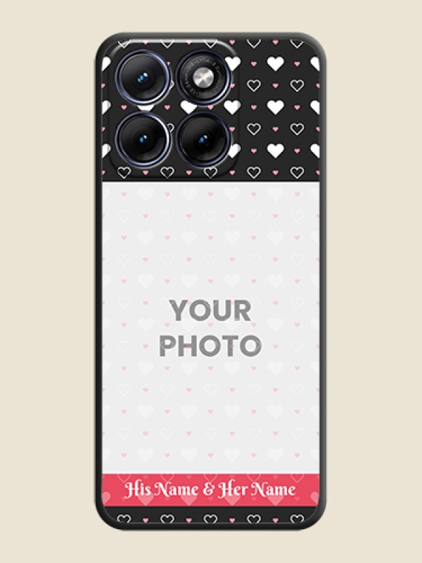 Custom White Color Love Symbols with Text Design on Photo On Space Black Custom Soft Matte Mobile Back Cover - Motorola Edge 70 5G - alternate view