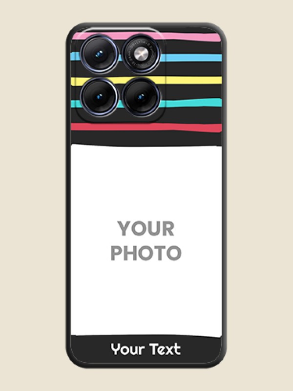 Custom Multicolor Lines with Image On Space Black Custom Soft Matte Mobile Back Cover - Motorola Edge 70 5G - alternate view