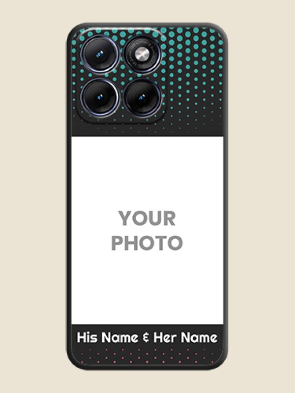 Custom Faded Dots with Grunge Photo Frame and Text On Space Black Custom Soft Matte Mobile Back Cover - Motorola Edge 70 5G - alternate view