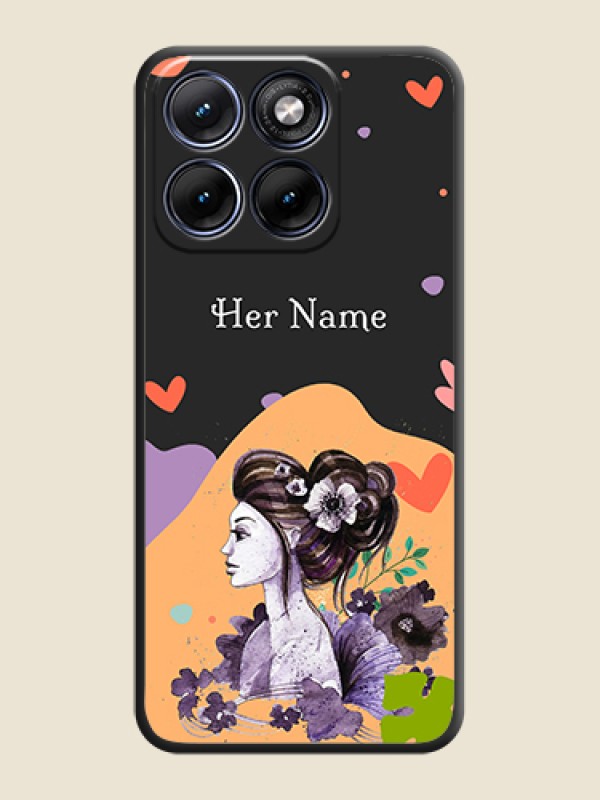 Custom Namecase For Her With Fancy Lady Image On Space Black Custom Soft Matte Mobile Back Cover - Motorola Edge 70 5G - alternate view
