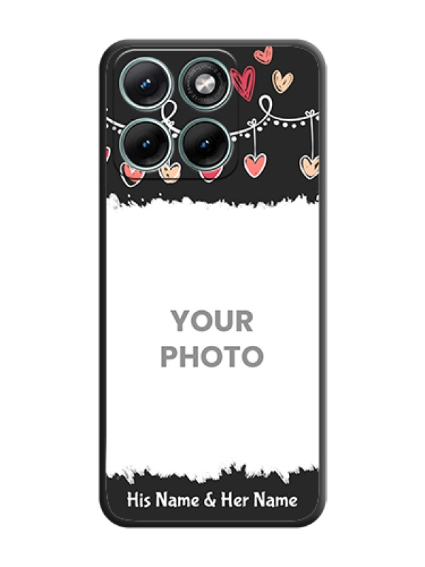 Custom Pink Love Hangings with Name On Space Black Custom Soft Matte Mobile Back Cover - Motorola Edge 70 Fusion - alternate view