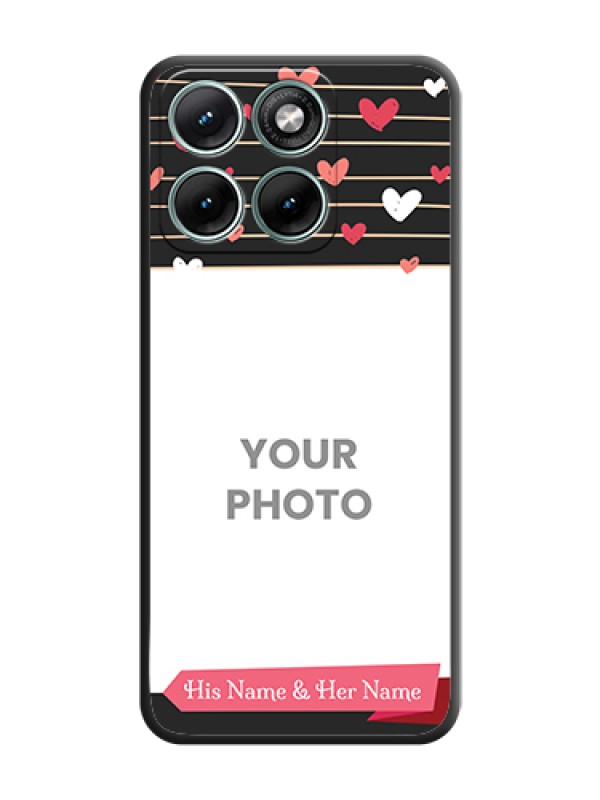 Custom Love Pattern with Name on Pink Ribbon on Photo On Space Black Custom Soft Matte Mobile Back Cover - Motorola Edge 70 Fusion - alternate view