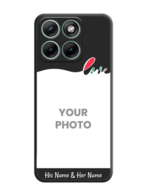 Custom Fall in Love Pattern with Picture on Photo On Space Black Custom Soft Matte Mobile Back Cover - Motorola Edge 70 Fusion - alternate view