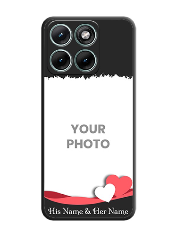 Custom Pin Color Love Shaped Ribbon Design with Text On Space Black Custom Soft Matte Mobile Back Cover - Motorola Edge 70 Fusion - alternate view