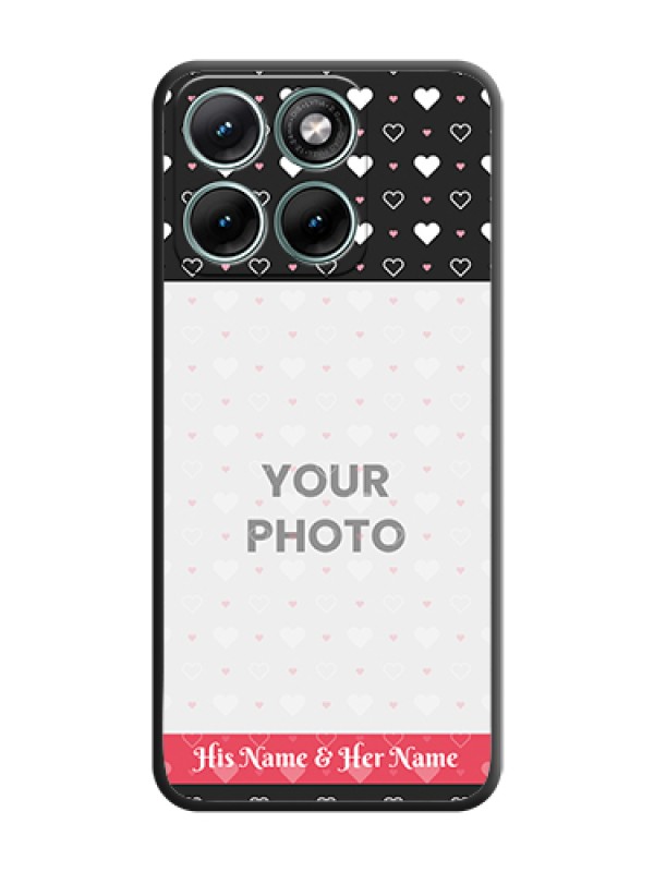 Custom White Color Love Symbols with Text Design on Photo On Space Black Custom Soft Matte Mobile Back Cover - Motorola Edge 70 Fusion - alternate view