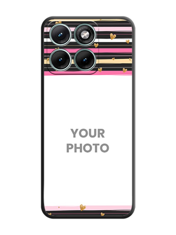 Custom Multicolor Lines and Golden Love Symbols Design on Photo On Space Black Custom Soft Matte Mobile Back Cover - Motorola Edge 70 Fusion - alternate view