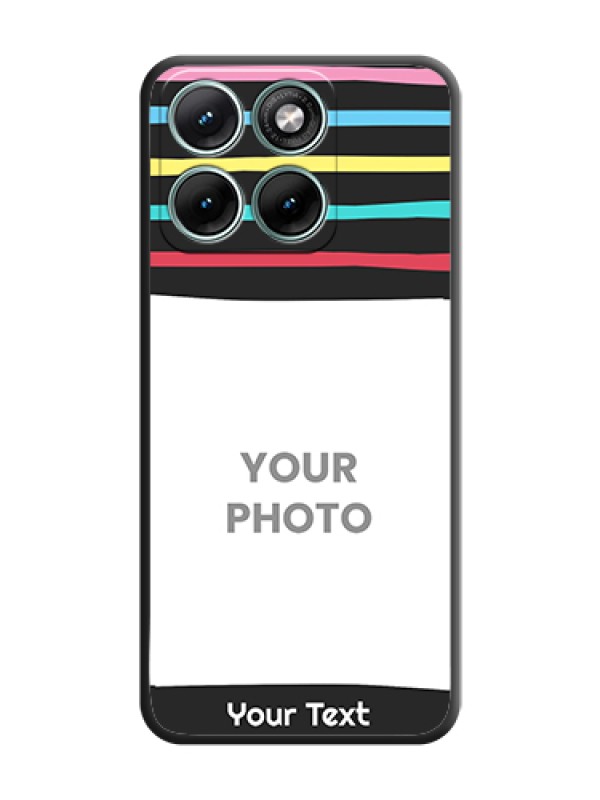 Custom Multicolor Lines with Image On Space Black Custom Soft Matte Mobile Back Cover - Motorola Edge 70 Fusion - alternate view