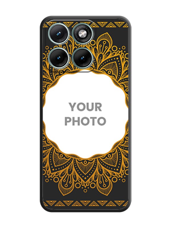 Custom Round Image with Floral Design On Space Black Custom Soft Matte Mobile Back Cover - Motorola Edge 70 Fusion - alternate view