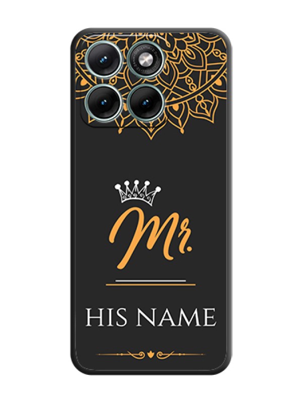 Custom Mr Name with Floral Design On Space Black Custom Soft Matte Mobile Back Cover - Motorola Edge 70 Fusion - alternate view
