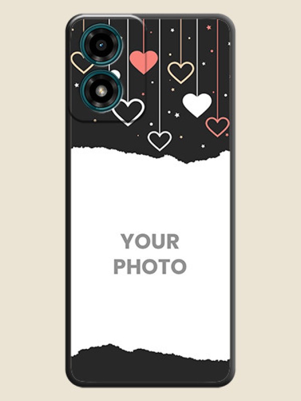 Custom Love Hangings with Splash Wave Picture on Space Black Custom Soft Matte Phone Back Cover - Motorola G04 - alternate view