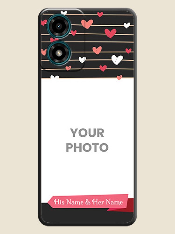 Custom Love Pattern with Name on Pink Ribbon - Photo on Space Black Soft Matte Back Cover - Motorola G04 - alternate view
