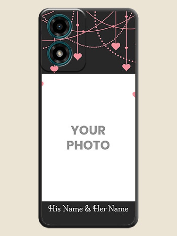 Custom Pink Love Hangings with Text on Space Black Custom Soft Matte Back Cover - Motorola G04 - alternate view