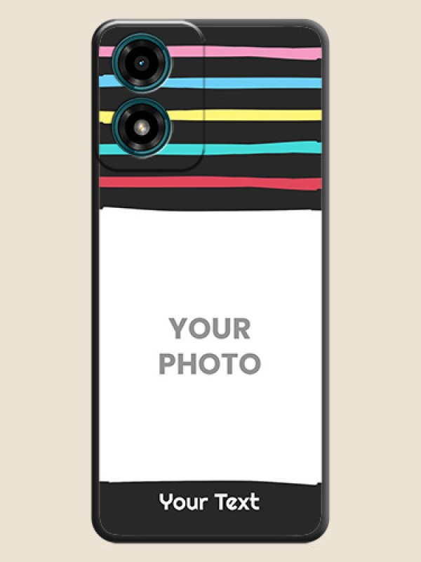 Custom Multicolor Lines with Image on Space Black Personalized Soft Matte Phone Covers - Motorola G04 - alternate view