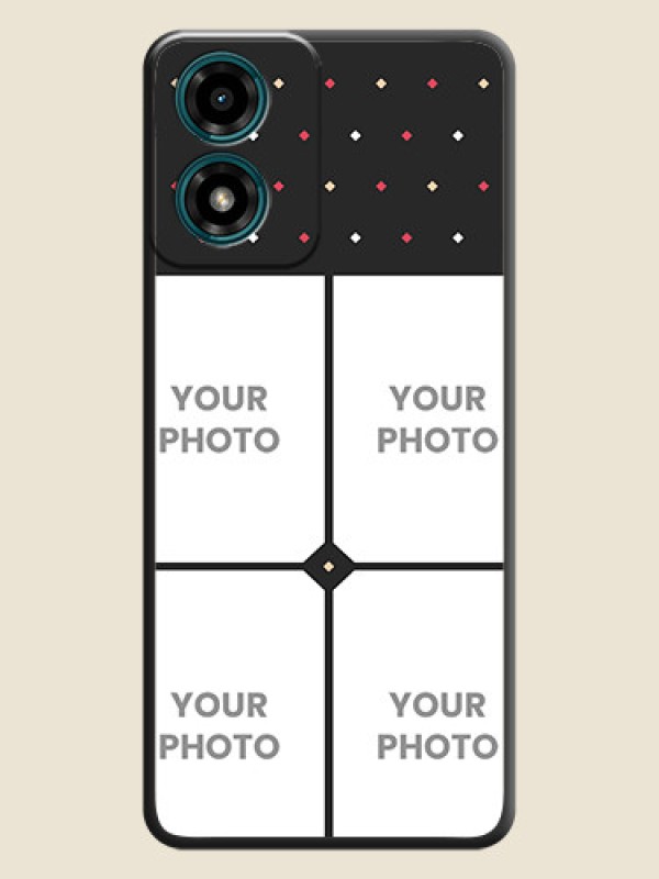 Custom Multicolor Dotted Pattern with 4 Image Holder on Space Black Custom Soft Matte Phone Cases - Motorola G04 - alternate view