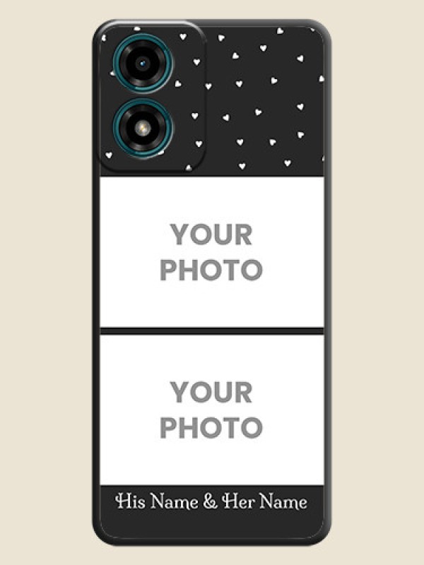 Custom Miniature Love Symbols with Name On Space Black Custom Soft Matte Mobile Back Cover - Motorola G04s - alternate view