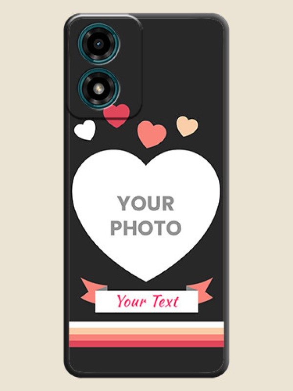 Custom Love Shaped Photo with Colorful Stripes On Space Black Custom Soft Matte Mobile Back Cover - Motorola G04s - alternate view