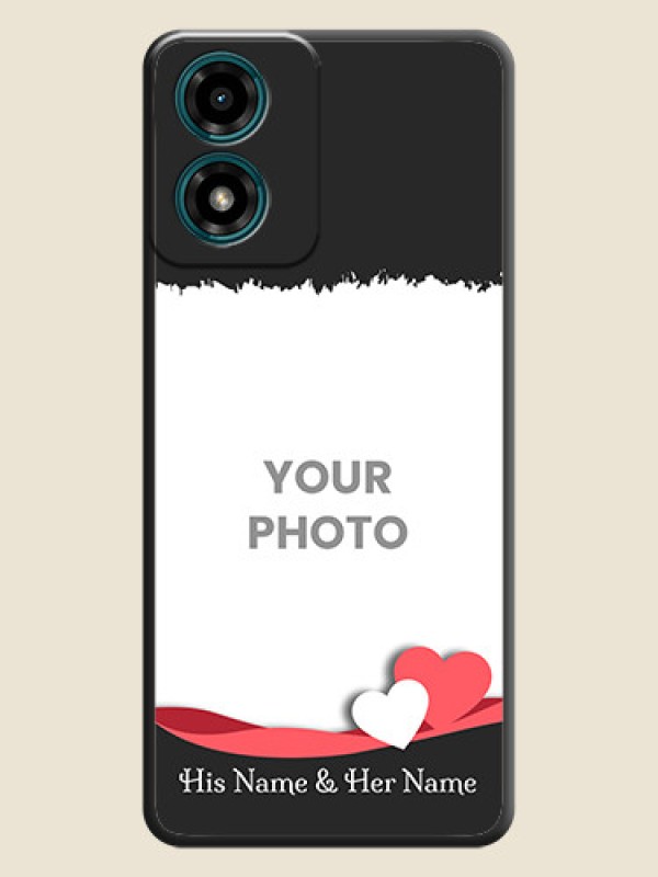 Custom Pin Color Love Shaped Ribbon Design with Text On Space Black Custom Soft Matte Mobile Back Cover - Motorola G04s - alternate view