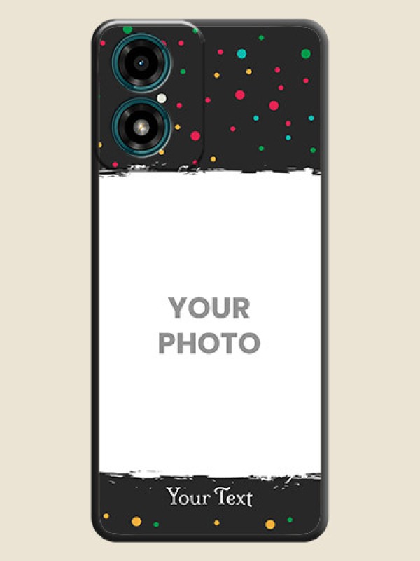 Custom Multicolor Dotted Pattern with Text  On Space Black Custom Soft Matte Mobile Back Cover - Motorola G04s - alternate view