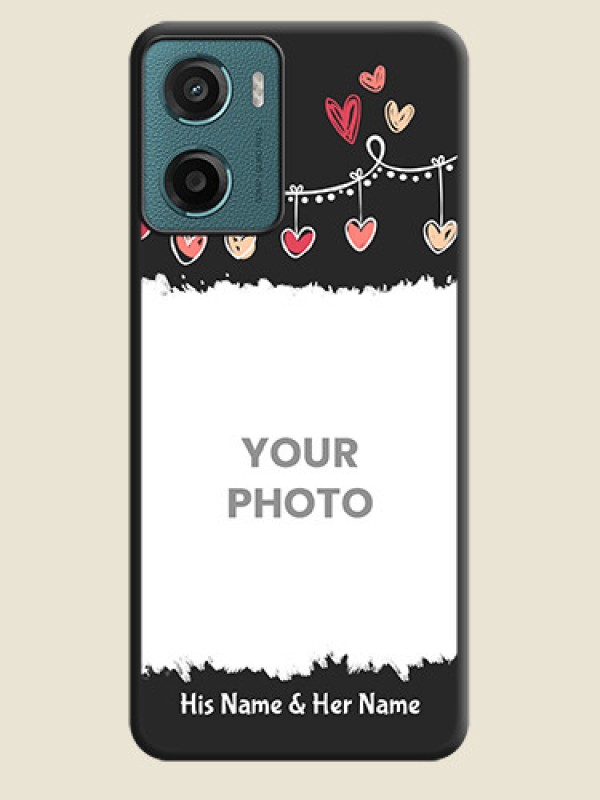 Custom Pink Love Hangings with Name On Space Black Custom Soft Matte Mobile Back Cover - Motorola G05 - alternate view